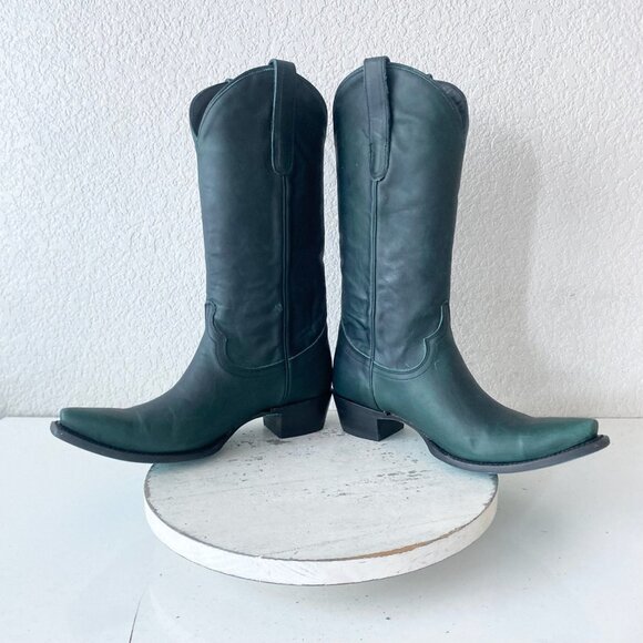 Lane EMMA JANE Womens Cowboy Boots 8.5 Green Western Cowgirl Mid Calf Tall - Picture 7 of 11